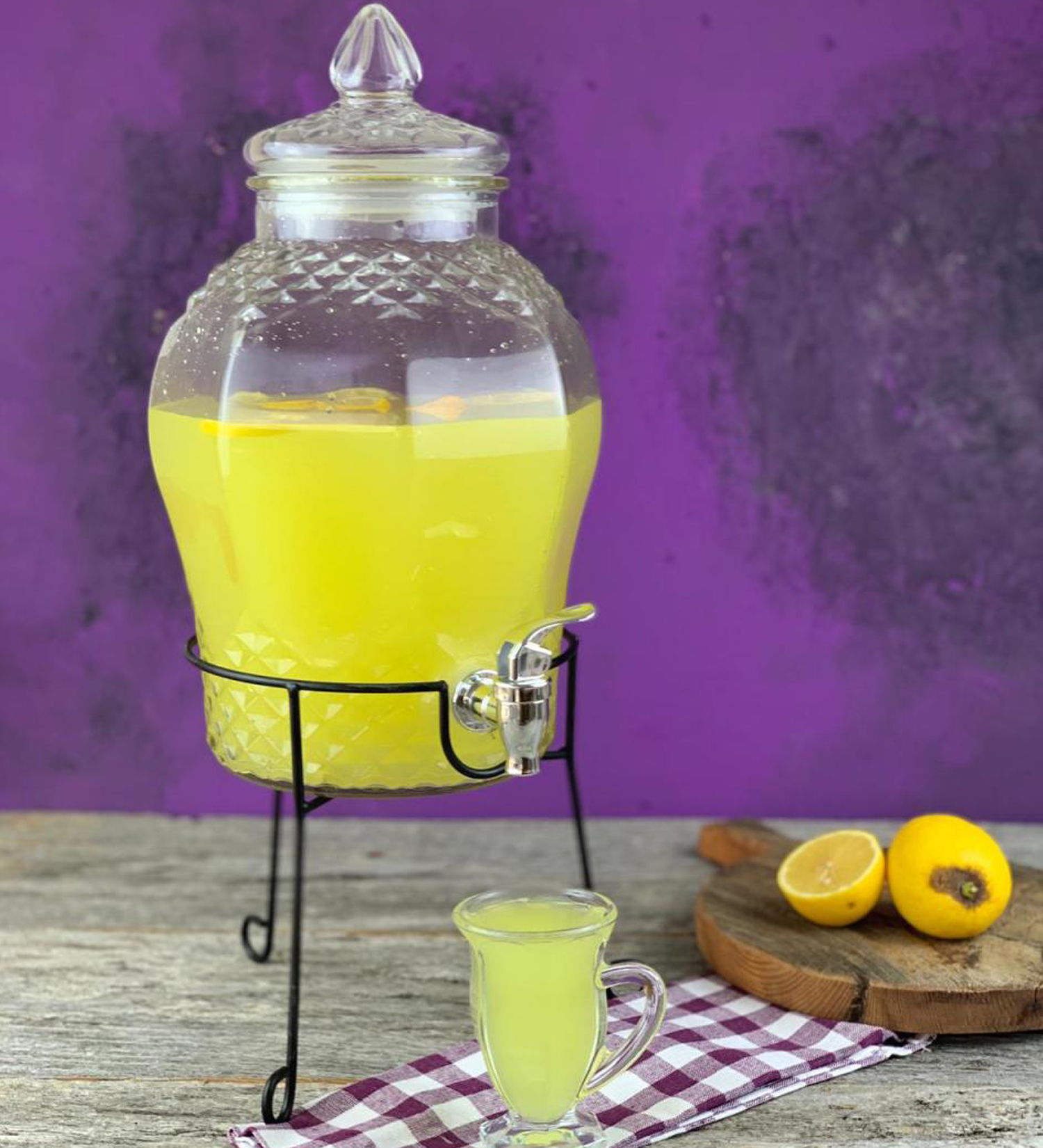 Cam Damacana Limonata Su Sebili Şerbetlik 8 LT (Musluk Hediyeli)